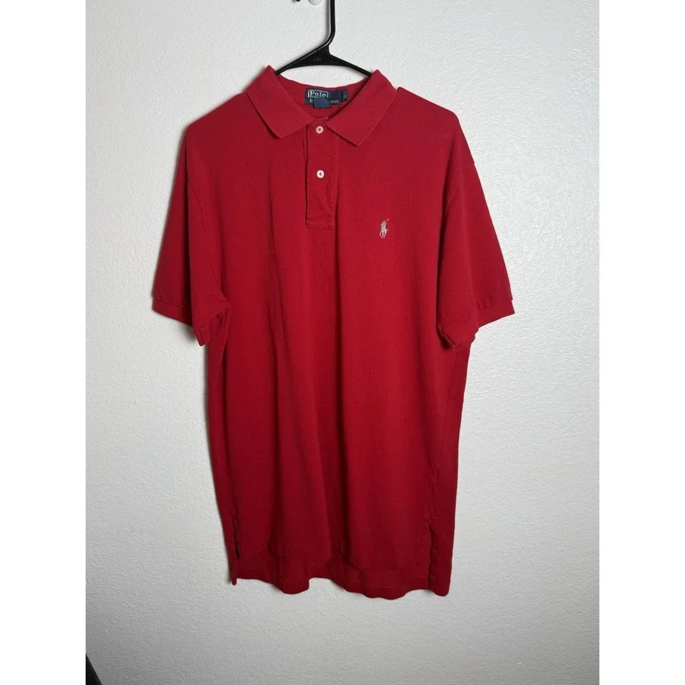 Ralph Lauren Men Polo Shirt Size L Red Pony Short Sleeve Cotton